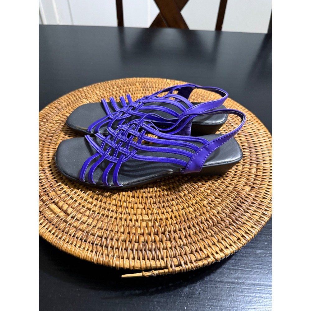 Angel Steps Purple Strappy Slingback Low Wedge Sandals Womens 8M Woven Strap